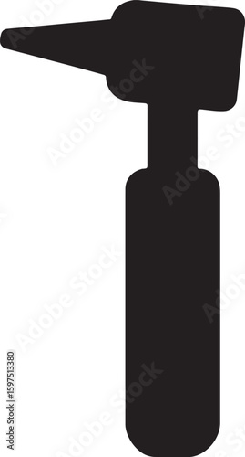 Silhouette vector of otoscope icon used for ear examination, medical diagnostics, and ENT health care tool.
