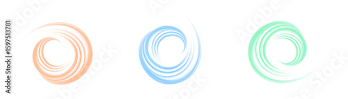 Light turquoise swirl ring with glowing circular motion on clean white background. Ideal for magical or digital interface effects and abstract motion designs.