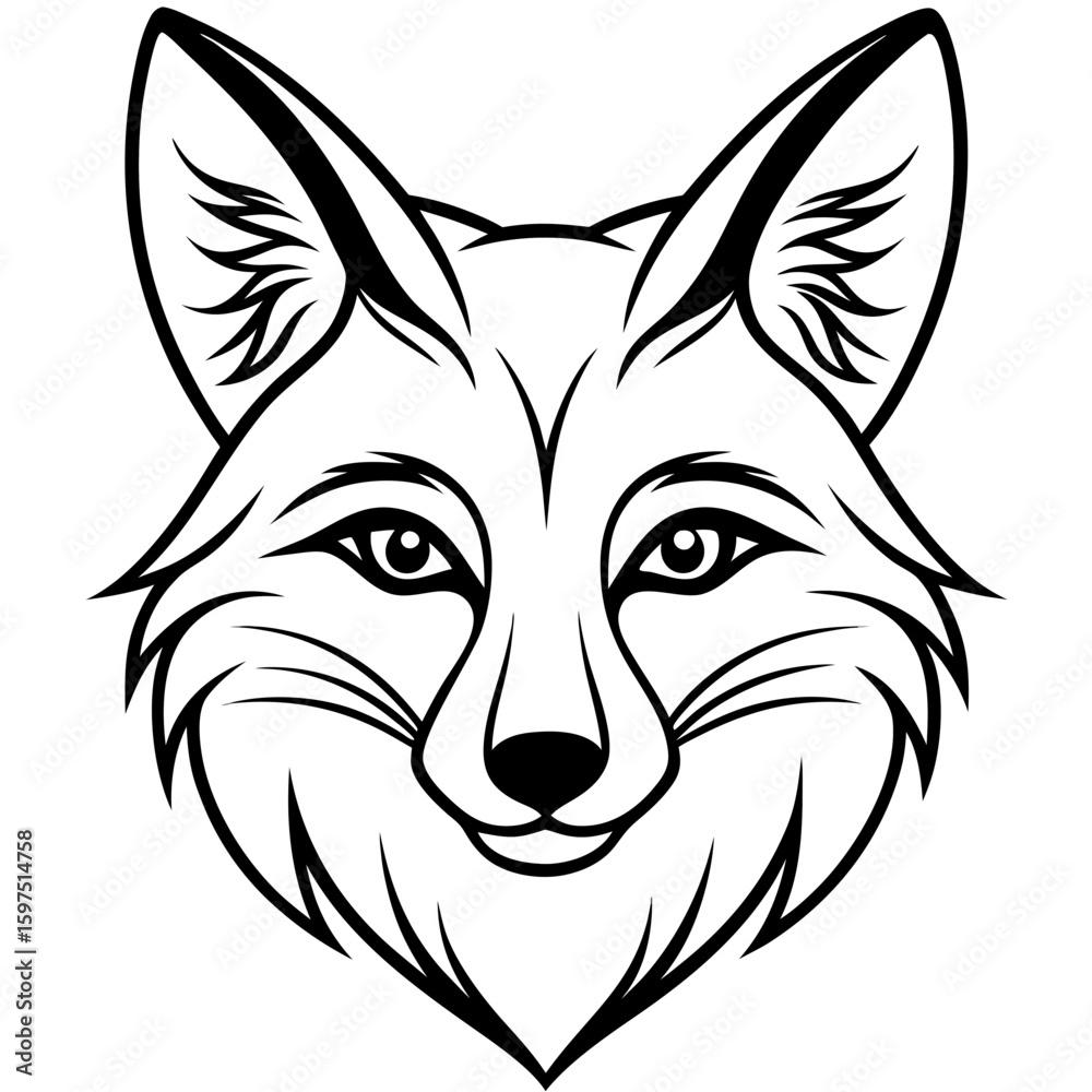 Obraz premium Fox Head Vector Logo Bold Black and White Animal Face Illustration for Tattoo, Branding, Mascot & Craft Use Trusted by Designers