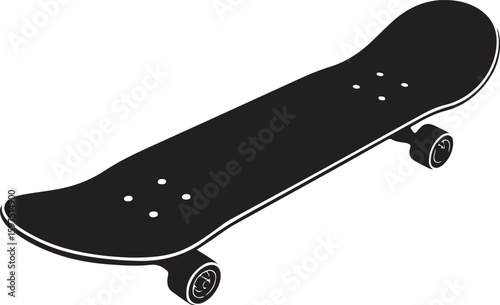 Skateboard silhouette, sporty lifestyle, urban skateboarding culture, action sport equipment