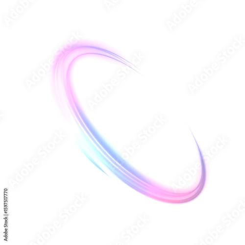 Bright elliptical ring with soft glow in blue and purple shades. Suitable for visualization of signals, portals, energy or digital effects. Vector effect on white background.