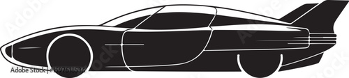 Sleek black futuristic car design with aerodynamic features, vector illustration for concept art