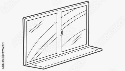 Vector Modern double pane window with sleek design and clean lines, perfect for natural light