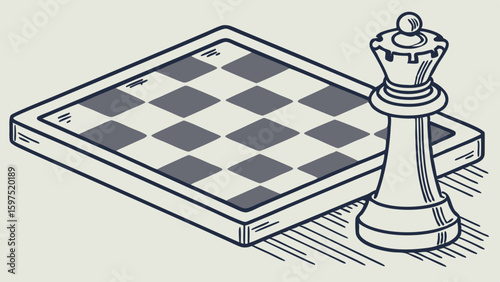 Vector Chessboard with king piece stands prominently, showcasing strategic game