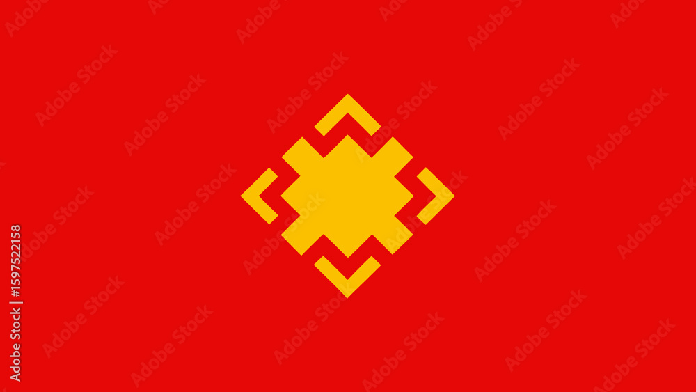 Obraz premium Red and yellow geometric emblem design with transparency for various creative purposes