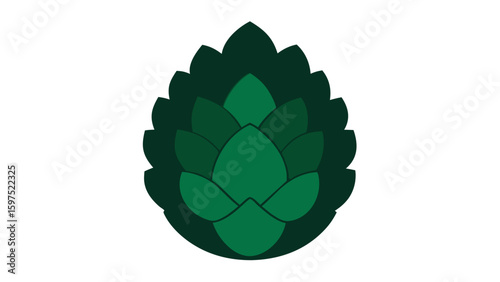 Stylized green hop cone vector illustration on a white background for design projects