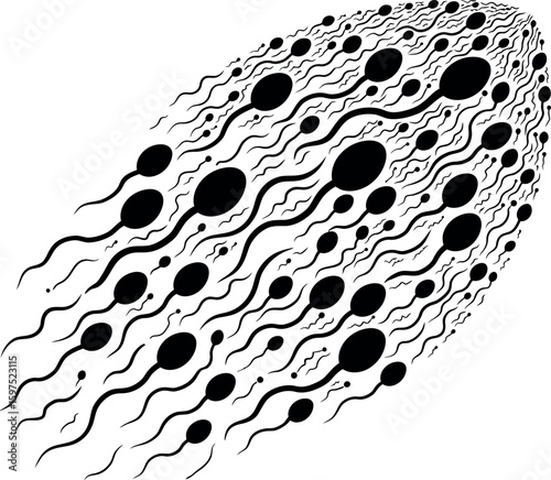 Sperm cells swarming fertility concept