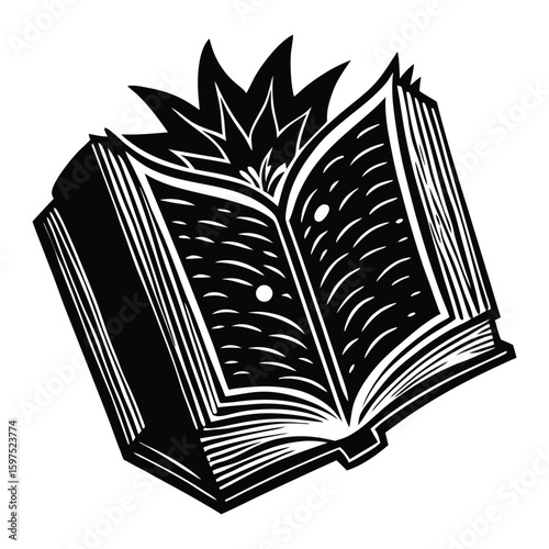 Vector illustration of an open book with pages