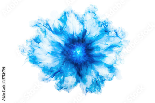 A blue fire with a transparent background. Captivating burst of blue light radiates from the center creating dynamic energy and movement isolate on white background.