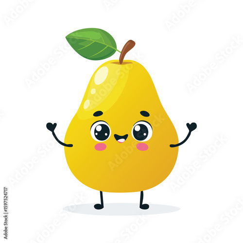 Quince in cute cartoon character style with expressive face and limbs.