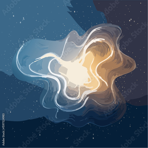 Cosmic Nebula Swirl In Dark Night Sky