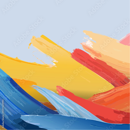 Abstract Colorful Brushstrokes Painting