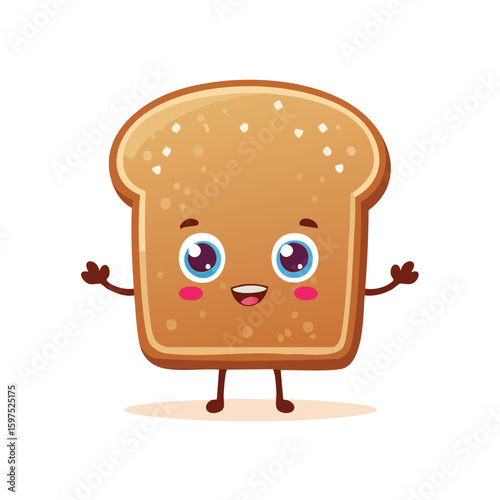 Rye Bread in cute cartoon character style with expressive face and limbs.