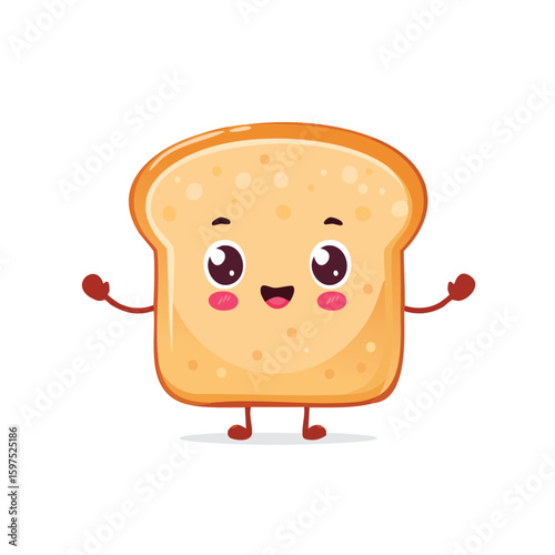 White Bread in cute cartoon character style with expressive face and limbs.