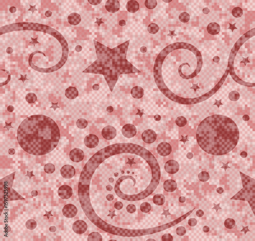Seamless red pixel pattern background.