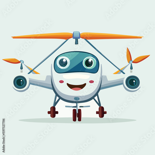 Glider in cute cartoon character style with expressive face and limbs.
