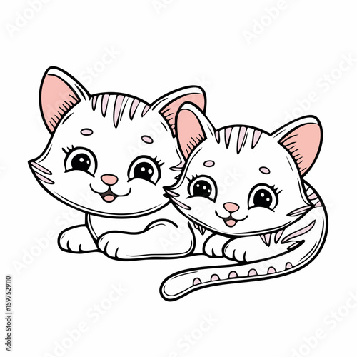 Two kittens lie sideways