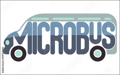 Microbus lettering design with wheels and windows vehicle transportation