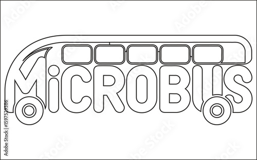 Microbus lettering with wheels and windows vehicle transportation