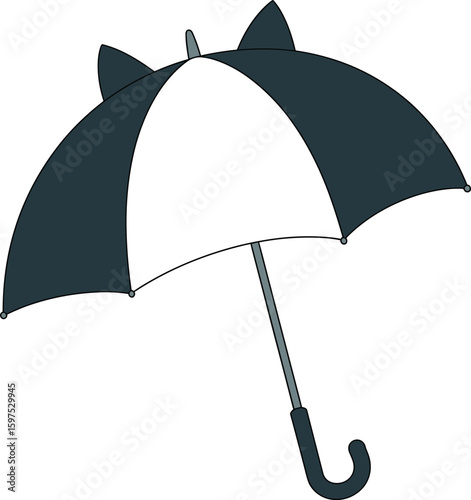 Cute Umbrella with Cat Ears Design Vector Illustration, Whimsical Rain Accessory, Playful Weather Protection, Unique Fun Item.