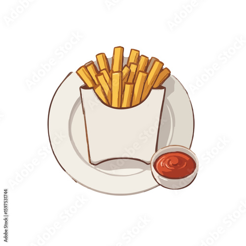 french fries with ketchup and mustard