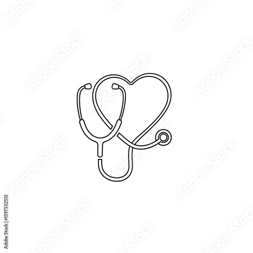 Heart Shaped Stethoscope Icon Representing Medical Care and Cardiovascular Health