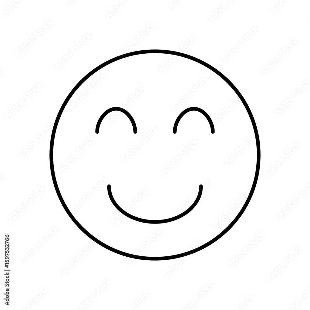 Fototapeta premium Happy Smile Face Emotion Line Icon