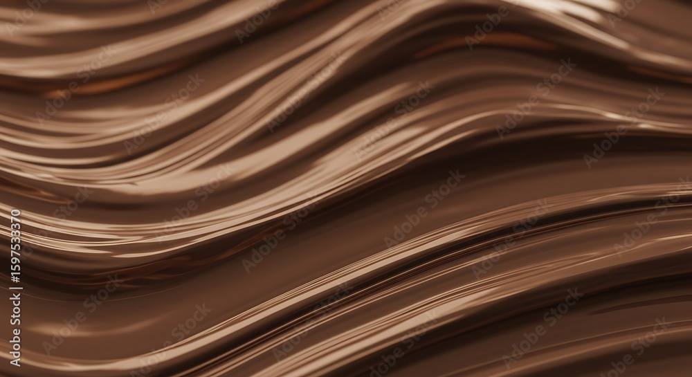Obraz premium Smooth Glossy Chocolate Waves on Dark Background