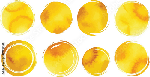 Watercolor yellow circles vector illustration for design elements and graphic resources on isolated background