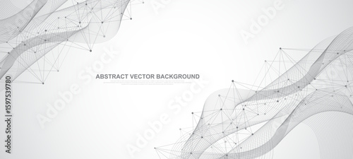 Global network connection concept. Big data visualization. Social network communication in the global computer networks. Internet technology. Business. Science. Vector illustration