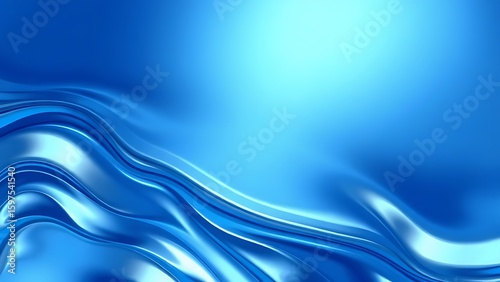 Abstract tech background with flowing liquid metal texture in blue and silver tones.