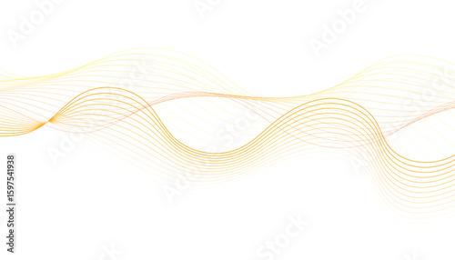Yellow and Orange Abstract Wave Lines on White Background