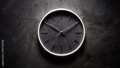 Wallpaper Mural Dark wall clock with illuminated rim Torontodigital.ca