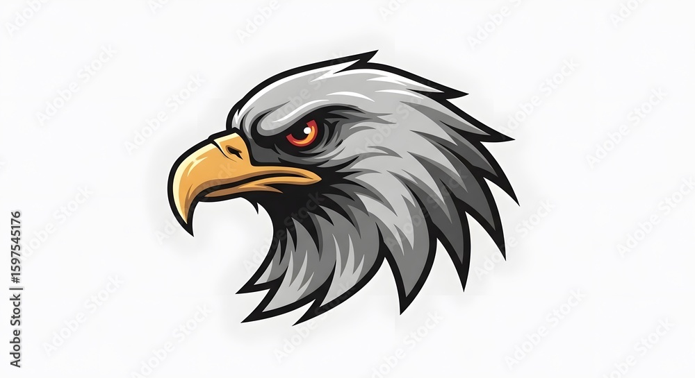 Fototapeta premium Bold Eagle Head Illustration with Fierce Expression in Modern Graphic Style