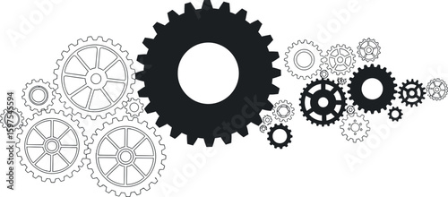Gears mechanism vector illustration for engineering and technology concept design background with gears