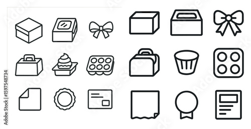 Bakery and pastry icons set – outline, line, baking and confectionery graphics
