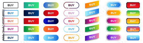 Set of buy icons button design. Colorful buy button pack for website, ads, UI, and project. vector EPS 10