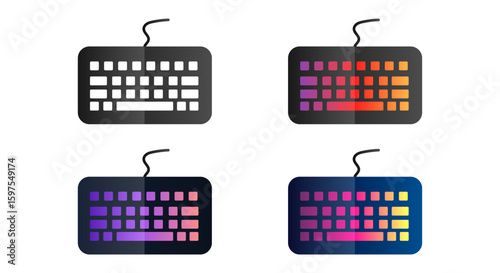 Set of colorful keyboard icon illustration. Type device signs vector eps