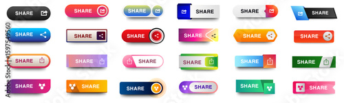 Set of Share icons button design. Colorful share button pack for website, ads, UI, and project. vector EPS 10