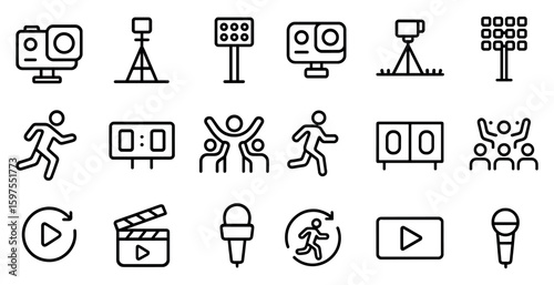 Sports and fitness line icons set – outline, linear, exercise and activity symbols