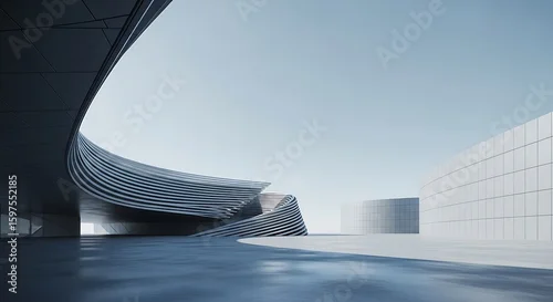 Fototapeta na wymiar Modern Curved Architectural Structure with Smooth Lines and Clean Surfaces