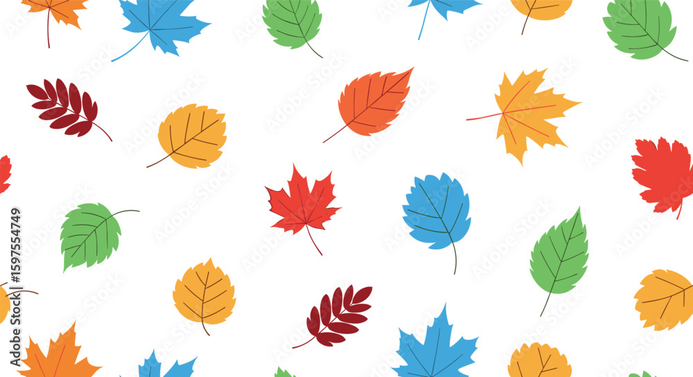 Fototapeta premium A vibrant collection of autumnal leaves in various colors and shapes