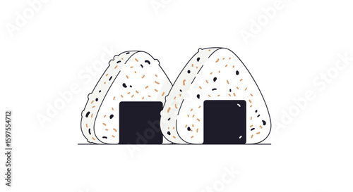 Delicious japanese rice balls with savory sesame seeds and nori seaweed wrappers