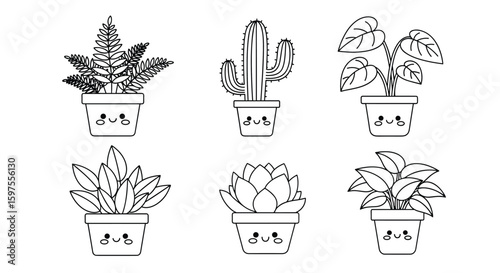 Adorable kawaii houseplants in cute pots adorable indoor plant collection for home decor and gardening enthusiasts