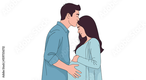 A tender moment between expectant parents celebrating new life and future family love