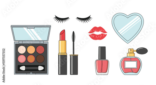 Vibrant collection of cosmetic products for beauty enhancement and personal care routine