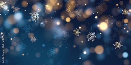 Festive Winter Background with Falling Snowflakes