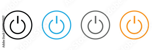 Power On Off Button icon in flat set. vector for apps or web Energy switch Power turn on, off symbol, shutdown Press start sign isolated on transparent background circle symbol Electric power . EPS 10