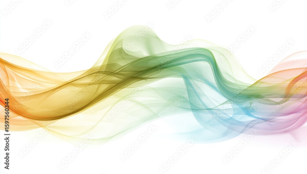 Fototapeta premium Abstract rainbow smoke waves on white
