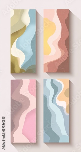 Abstract paper cut banners in pastel colors